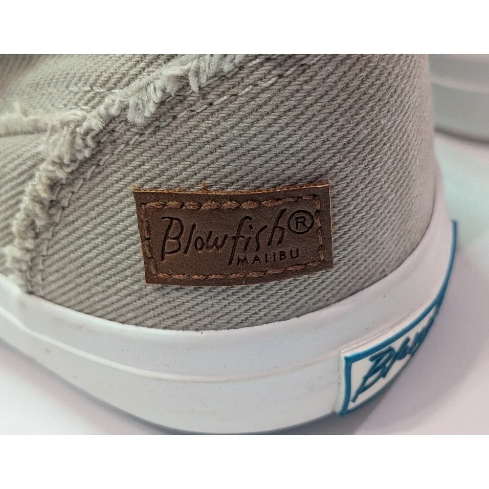 Blowfish Malibu Canvas Sneakers Womens 9 Gray Excellent Distressed Slip On